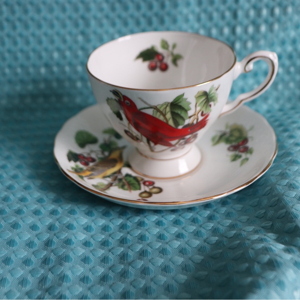 Charming Red Bird Teacup and Saucer Set